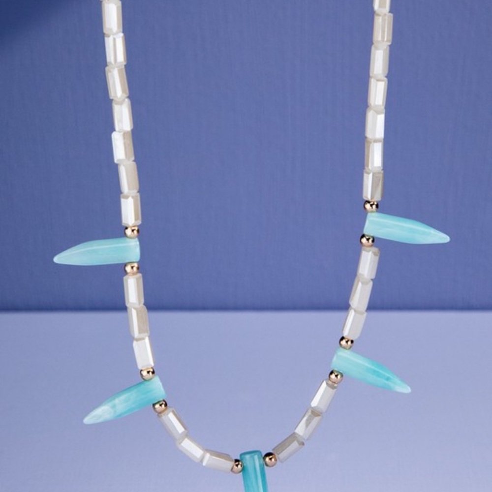 Elegant Blue and White Beaded Necklace